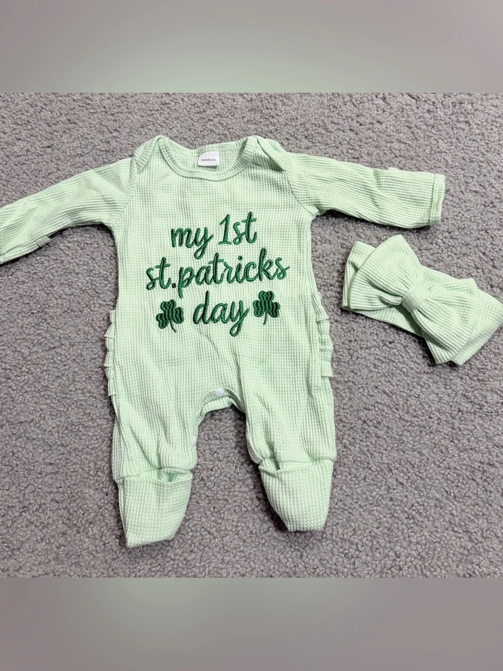 1st St. Patrick’s Day Romper & Bow